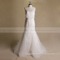 Latest model Round neck mermaid delicate beads flowers party wedding dress